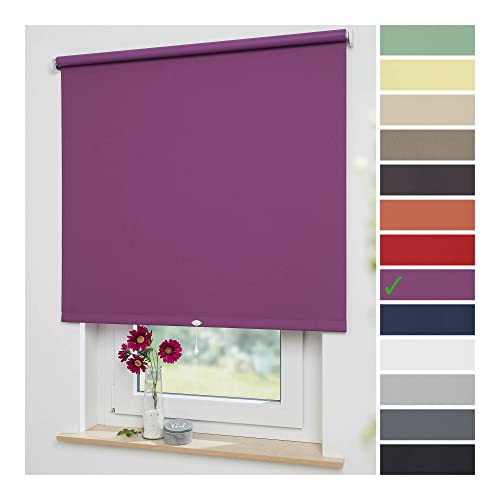 Liedeco® Rollo, Spring-, Schnapprollo / 72 x 180 cm (Breite x Höhe), Brombeere/Verdunkelnd, Abdunkelnd, Blickdicht/viele Farben, Größen und Typen/Breiten 60-200 cm/Variable Montage möglich von Liedeco