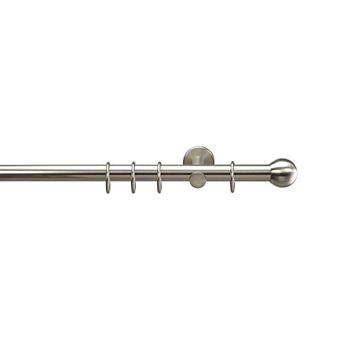 Liedeco Gardinenstange, Stilgarnitur 20 mm ø | Komplettgarnitur Drehfix Kugel | 160 cm | Edelstahl-Optik von Liedeco