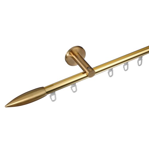 Liedeco Gardinenstange Vorhangstange Stilgarnitur Bullet | 16 mm Ø (Gold-matt, 160 cm 1lfg Innenlauf) von Liedeco