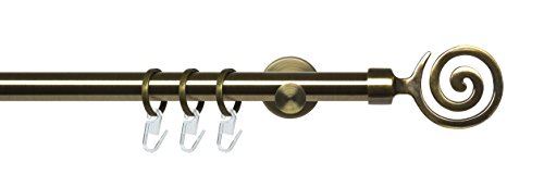 Liedeco Komplettgarnitur, Stilgarnitur, Gardinenstange, Innenlaufgarnitur 20 mm Ø | Endstück Eric Blues | Messing antik (200 cm 1-läufig/Stilrohr) von Liedeco