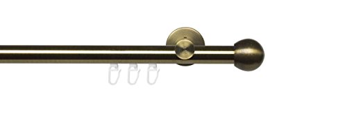 Liedeco Komplettgarnitur, Stilgarnitur, Gardinenstange, Innenlaufgarnitur 20 mm Ø | Endstück Kugel Blues | Messing antik (160 cm 1-läufig/Innenlaufprofil) von Liedeco