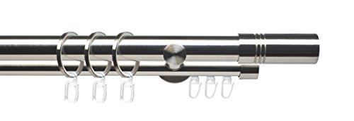 Liedeco Komplettgarnitur, Stilgarnitur, Gardinenstange, Innenlaufgarnitur 25 mm Ø | Endstück Zylinder Celtic | Edelstahl-Optik (240 cm / 2-läufig Innenlauf) von Liedeco