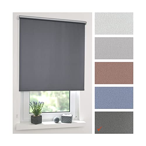 Liedeco Thermo-Rollo, Seitenzugrollo | Verdunkelung | B 102 x H 180 cm | Graphit/grau von Liedeco