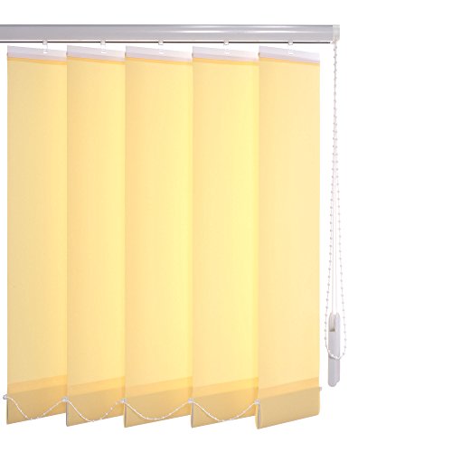 Liedeco Vertikalanlage Lamellenanlage Lamellenvorhang Vertikaljalousie | Lamellenbreite 89 mm | Höhe 180 cm, oder 250 cm | kürzbar | gelb (150 x 180 cm) von Liedeco