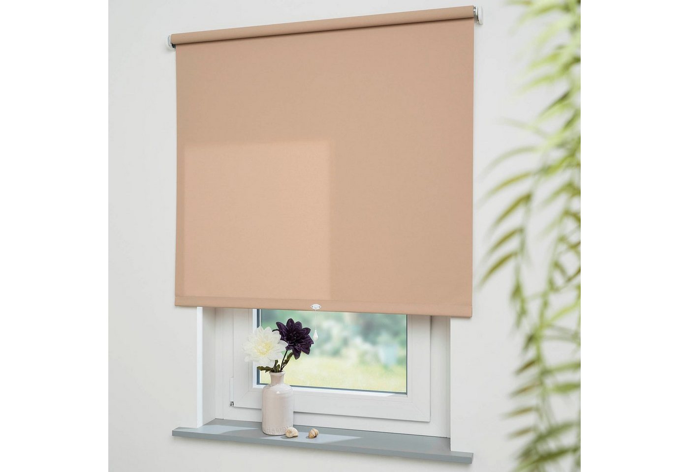 Springrollo Uni, Liedeco, Lichtschutz, mit Bohren, freihängend, verschraubt, Rollowelle 36 mm, starke Feder von Liedeco