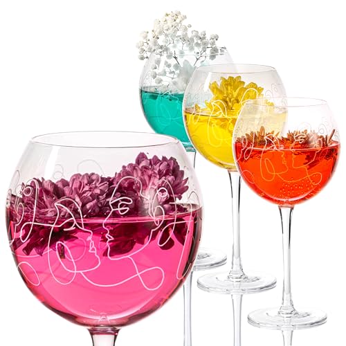 Liedlich® Gin Gläser & Cocktailgläser Set - 4 St - handgefertigt: Gravur - Aperol Spritz Gläser - Ballonglas - Longdrinkgläser, Kristallgläser, Gin Tonic, Gin Gläser mit Gravur, Gläser, Trinkgläser von Liedlich