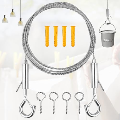 ‎Liekadijiae Drahtseil Kit, 5M Edelstahl Draht Seil mit Längenverstellbar Haken, 304 Edelstahl Seilspanner, 2mm Edelstahlseil PVC-ummantelt, Drahtseil für WäScheleine Kletterpflanzen Gardinen Seil von Liekadijiae