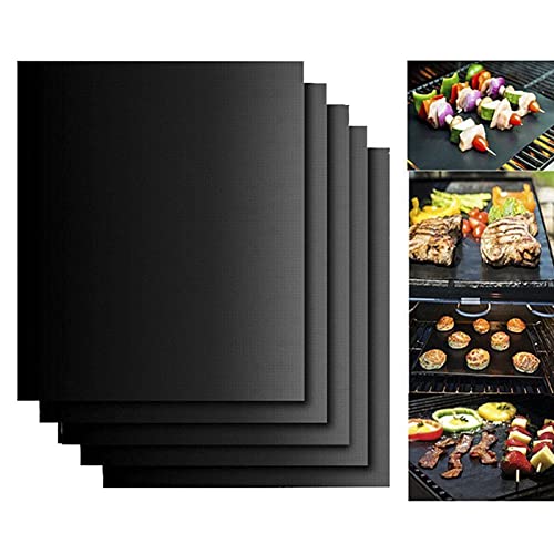 Grillmatten, BBQ Grillmatte, 8er Set 40x33cm Dauerbackfolie für Backofen, Backpapier Wiederverwendbar, für Holzkohle und Gasgrill, Ideal zum Grillen von Fleisch, Fisch und Gemüse von Liekadijiae