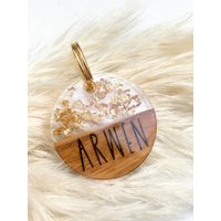 Hundemarke Ø 25 Mm Aus Harz Und Olivenholz Gold | Beidseitige Gravur Wasserfest Epoxidharz Resin von LielaPetshop