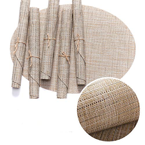 Lieson Abwaschbar Tischsets, Platzdeckchen Vinyl 4er Set Oval Geflochten Muster rutschfest Hitzebeständig Platzsets für Küche Speisetisch 45x32CM Khaki Lieson Abwaschbar Tischsets, Platzdeckchen Vinyl 4er Set Oval Geflochten Muster rutschfest Hitzebeständig Platzsets für Küche Speisetisch 45x32CM Khaki von Lieson