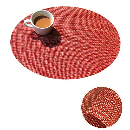 Lieson Abwaschbare Platzdeckchen, Tischset Vinyl 2er Set Oval Geflochten Muster rutschfest Hitzebeständig Platzsets für Zuhause Restaurant Speisetisch 45x30CM Rot Lieson Abwaschbare Platzdeckchen, Tischset Vinyl 2er Set Oval Geflochten Muster rutschfest Hitzebeständig Platzsets für Zuhause Restaurant Speisetisch 45x30CM Rot von Lieson