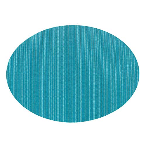 Lieson Abwaschbare Tischsets, Platzset Vinyl 2er Set Einfarbig Oval rutschfest Hitzebeständig Platzdeckchen für Küche Speisetisch 45x32.5CM Blaugrün von Lieson