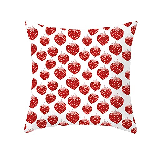 Lieson Dekokissen Moderne, Kissenhülle 50x50 1 Stück Couchkissen Weiß Rot Erdbeeren, Polyester von Lieson