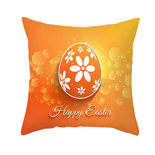 Lieson Dekokissen Moderne, Kopfkissenbezug 40x40 1 Stück Kissenbezug Orange Weiß Blumen Ei Happy Easter, Polyester von Lieson