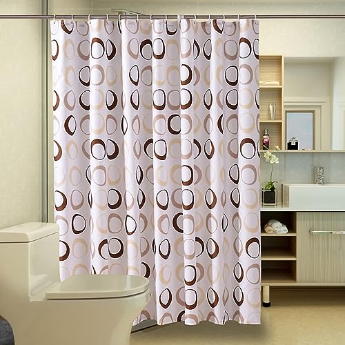 Lieson Duschvorhänge 150x200CM Braun Weiß, Polyester Anti Schimmel Duschvorhang Waschbar mit ÖSEN Geometrisch Kreis Muster Badewanne Vorhang mit Haken von Lieson