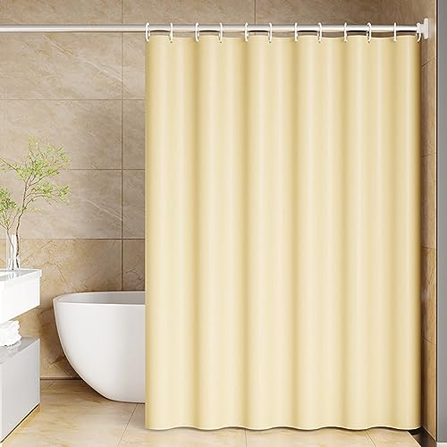 Lieson Duschvorhänge 300x200CM Beige Gelb, Polyester Anti Schimmel Duschvorhang Waschbar mit ÖSEN Einfarbig Badezimmer Duschvorhang mit Haken von Lieson