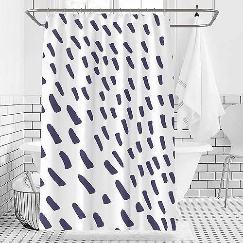 Lieson Duschvorhänge 80x180CM Lila Weiß, Polyester Anti Schimmel Duschvorhang Waschbar mit ÖSEN Geometrisch Muster Badezimmer Badewanne Vorhang mit Haken von Lieson