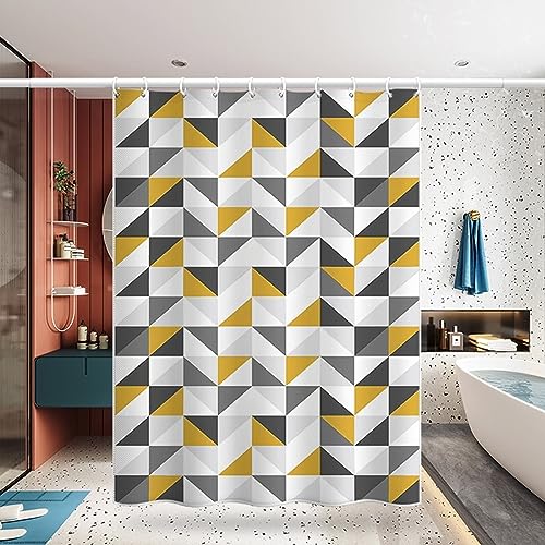Lieson Duschvorhang Stoff 180x200CM Gelb Grau, Polyester Anti-Schimmel Duschvorhang mit ÖSEN 3D Geometrisch Dreieck Muster Badezimmer Duschvorhang mit Haken Lieson Duschvorhang Stoff 180x200CM Gelb Grau, Polyester Anti-Schimmel Duschvorhang mit ÖSEN 3D Geometrisch Dreieck Muster Badezimmer Duschvorhang mit Haken von Lieson