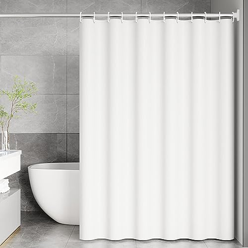 Lieson Duschvorhang Stoff 200x240CM Weiß, Polyester Duschvorhang Wasserdicht Antischimmel mit ÖSEN Einfarbig Badewanne Vorhang mit Haken von Lieson