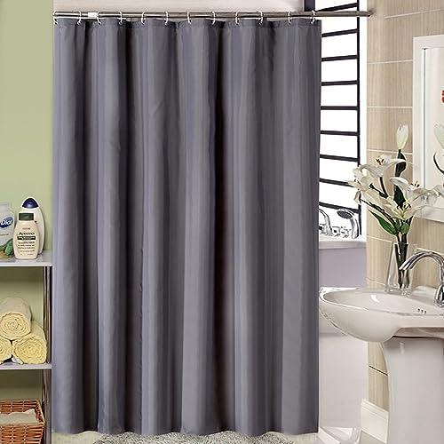 Lieson Duschvorhang Stoff 260x200CM Dunkelgrau, Polyester Anti Schimmel Duschvorhang Waschbar mit ÖSEN Einfarbig Badewanne Vorhang mit Haken von Lieson