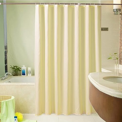 Lieson Duschvorhang Textil 200x180CM Beige Gelb, Polyester Duschvorhang Anti-Schimmel mit ÖSEN Einfarbig Vorhang Badezimmer mit Haken von Lieson