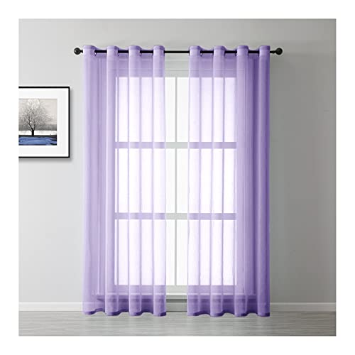 Lieson Gardinen Vorhänge 2er Set Modern, Polyester Transparenter Vorhang mit Ösen Gardinen Wohnzimmer Schlafzimmer Lila 132x244CM von Lieson