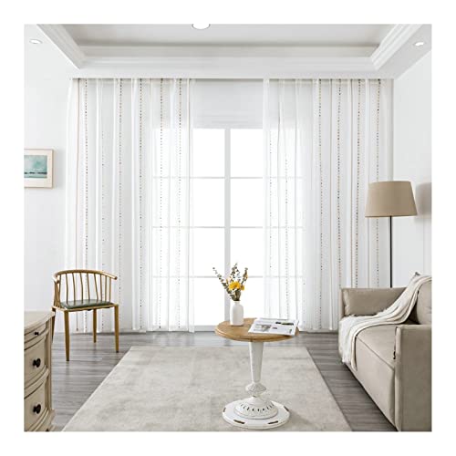 Lieson Halbtransparente Gardinen Vorhänge 2er Set, Polyester Gardinen Durchsichtig mit Ösen Streifen Vorhang Wohnzimmer Schlafzimmer Bunt 137x160CM Lieson Halbtransparente Gardinen Vorhänge 2er Set, Polyester Gardinen Durchsichtig mit Ösen Streifen Vorhang Wohnzimmer Schlafzimmer Bunt 137x160CM von Lieson
