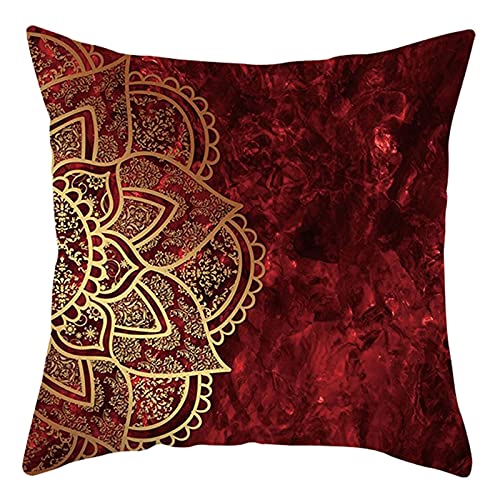 Lieson Kissenbezug Dekokissen, Deko Kissenhülle 40x40 1 Stück Dekokissen Rot Gold Halbes Mandala Muster, Polyester von Lieson