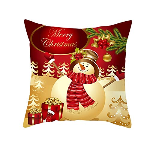 Lieson Kissenbezug Weihnachten, Kissenbezüge Vintage Kissenhülle Vintage 50x50 Gold Rot Schneemann Geschenkbox, Polyester von Lieson