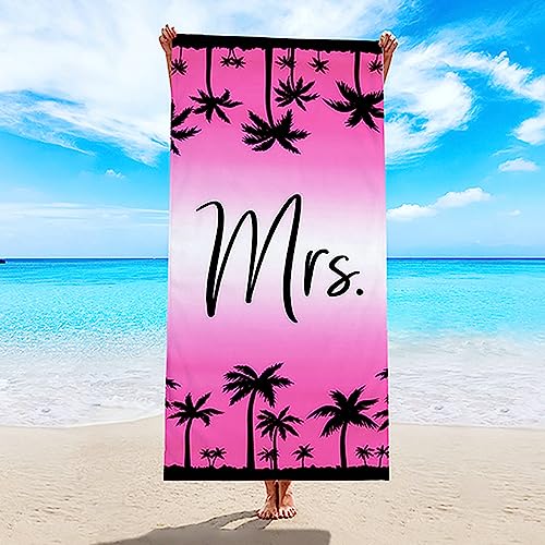 Lieson Mikrofaser Strandtuch, Badetuch Strandlaken Handtuch 70x150CM Sandfreie, Schnell Trocknende, Leichte Stranddecke Mrs. Palmen Rosa Schwarz Tragbares Saunatuch Badehandtuch von Lieson