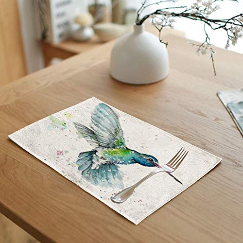 Lieson Platzdeckchen Abwaschbar 2er Set, Platzdeckchen rutschfest, Platzdeckchen Baumwolle Leinen Kolibri Blau Grün 45x32CM Lieson Platzdeckchen Abwaschbar 2er Set, Platzdeckchen rutschfest, Platzdeckchen Baumwolle Leinen Kolibri Blau Grün 45x32CM von Lieson