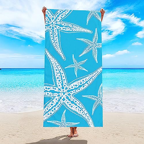 Lieson Strandtuch Mikrofaser, Badetuch Strandlaken Handtuch 80x160CM Sandfreie, Schnell Trocknende, Leichte Stranddecke Seestern Muster Blau Weiß Tragbares Saunatuch Badehandtuch Lieson Strandtuch Mikrofaser, Badetuch Strandlaken Handtuch 80x160CM Sandfreie, Schnell Trocknende, Leichte Stranddecke Seestern Muster Blau Weiß Tragbares Saunatuch Badehandtuch von Lieson