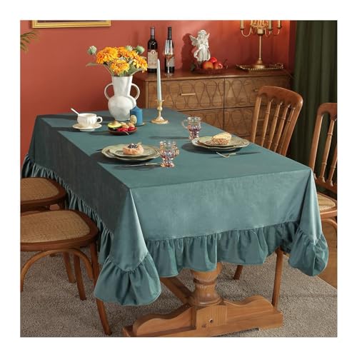Lieson Tischtuch Rechteckig 140x180 cm, Samt Tischdecke Abwaschbar Einfarbig mit Breite Rand Tafeldecke für Wohnzimmer, Esszimmer, Balkon, Garten, Blau Grün Lieson Tischtuch Rechteckig 140x180 cm, Samt Tischdecke Abwaschbar Einfarbig mit Breite Rand Tafeldecke für Wohnzimmer, Esszimmer, Balkon, Garten, Blau Grün von Lieson