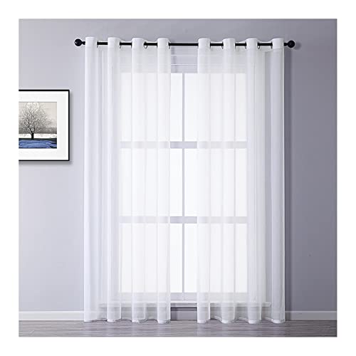 Lieson Vorhang Gardinen Wohnzimmer 2er Set, Polyester Gardinen Halbtransparent mit Ösen Transparent Vorhänge Schlafzimmer Weiß 107x214CM Lieson Vorhang Gardinen Wohnzimmer 2er Set, Polyester Gardinen Halbtransparent mit Ösen Transparent Vorhänge Schlafzimmer Weiß 107x214CM von Lieson