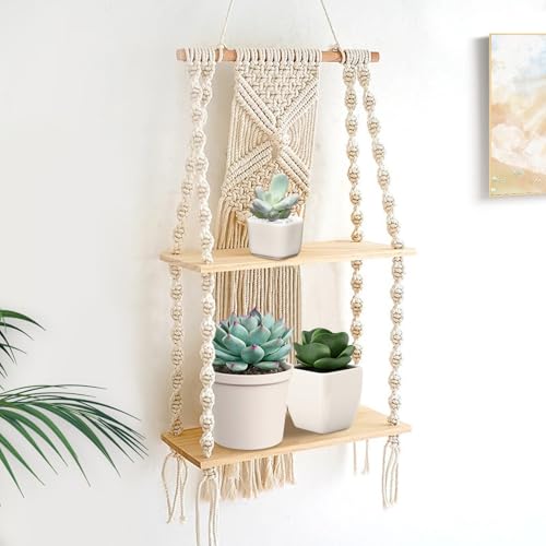 Lieson Wandregal Holz Boho Makramee Wandbehang Deko Regal Wand Doppelschicht Schweberegal Quasten Handgewebte Natürliches Treibholz Hängeregal Für Wohnzimmer Schlafzimmer Badezimmer Lieson Wandregal Holz Boho Makramee Wandbehang Deko Regal Wand Doppelschicht Schweberegal Quasten Handgewebte Natürliches Treibholz Hängeregal Für Wohnzimmer Schlafzimmer Badezimmer von Lieson