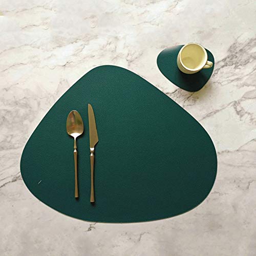 Lieson Waschbare Platzdeckchen, Platzset Leder 2er Set Einfarbig Wassertropfen mit Untersetzer Abwischbar Tischsets Lederoptik Kunstleder Wasserdicht Platzset 45.5x36.8CM Dunkelgrün Lieson Waschbare Platzdeckchen, Platzset Leder 2er Set Einfarbig Wassertropfen mit Untersetzer Abwischbar Tischsets Lederoptik Kunstleder Wasserdicht Platzset 45.5x36.8CM Dunkelgrün von Lieson