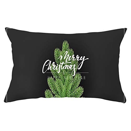 Lieson Weihnachts Kissenbezüge, Bezug Couchkissen Zierkissenbezüge 30x50 Schwarz Grün Kiefernblätter Merry Christmas, Polyester von Lieson