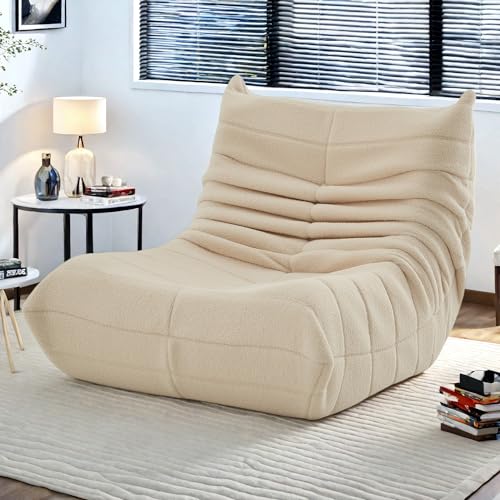 Lietre Bodensofa Sitzsack Sofa, Sitzsack Sessel Bequem Beanbag Bodenstuhl mit Rückenlehne, Lesesessel Bean Bag Bodensessel für Schlafzimmer Wohnzimmer (Beige) von Lietre