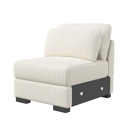 Lietre Cord Sofa 1 Sitzer, 74cm Breit Cord Couch Modulares Sofa mit Rückenlehnen, Bequemes Couch Schlafzimmer Sofas mit Kissen für Wohnzimmer Wohnung Büro (Beige, 1-Sitzer) von Lietre
