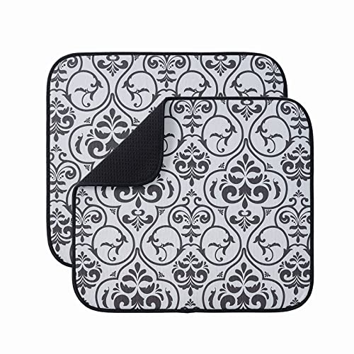 Mikrofaser Abtropfmatte für Küche - Saugfähig für Geschirr, Glas, Teller und Tassen - 40 x 46 cm, 2 Stück Weiß Mit Schwarzen Blättern Mikrofaser Abtropfmatte für Küche - Saugfähig für Geschirr, Glas, Teller und Tassen - 40 x 46 cm, 2 Stück Weiß Mit Schwarzen Blättern von Lifaith