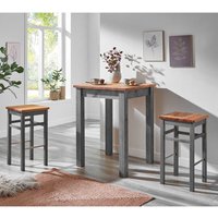 Bartisch mit 2 Hockern aus Kiefer Massivholz Landhausstil (dreiteilig) von Life Meubles