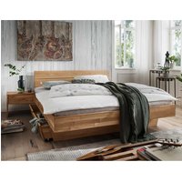 Bett aus Wildeiche Massivholz geölt Schubkasten und Nachtkommoden (dreiteilig) von Life Meubles