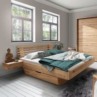 Echtholzbett mit zwei Nachtkommoden Bettkasten (dreiteilig) von Life Meubles
