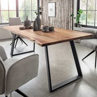 Esszimmer Tisch aus Akazie Massivholz Metall Bügelgestell von Life Meubles
