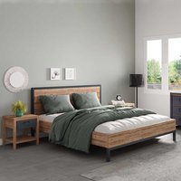 Factory Bett 140x200 aus Akazie Massivholz Vierfußgestell aus Metall von Life Meubles