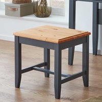 Holzhocker massiv in Kiefer Laugenfarben und Grau 41 cm hoch von Life Meubles