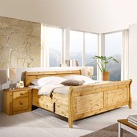 Komfortbett mit Nachtkommoden aus Kiefer Massivholz Landhaus (dreiteilig) von Life Meubles