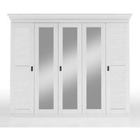 Landhaus-Kleiderschrank in Kiefer Weiß 3 Spiegeltüren von Life Meubles