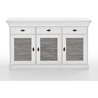 Landhaus Sideboard zweifarbig in Kiefer Grau und Weiß 85 cm hoch von Life Meubles