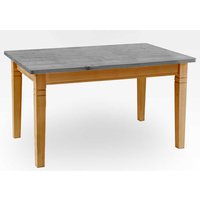 Landhaus Tisch aus Kiefer Massivholz grauer Tischplatte von Life Meubles